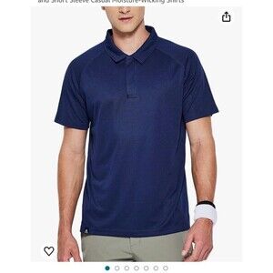 Haimont Polo Shirts Men Size L Blue Dry Fit Short Sleeve Collared Golf T-Shirts